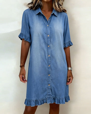 Maria | Bequemes Denim-Kleid mit schmeichelnden Falten