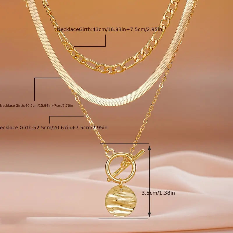 Savira Strukturierte Münz-Schichtenkette | Gold