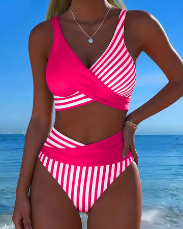 Bikini mit Kreuzstreifen Druck
