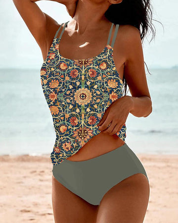 Bedruckter Tankini mit Doppelträger