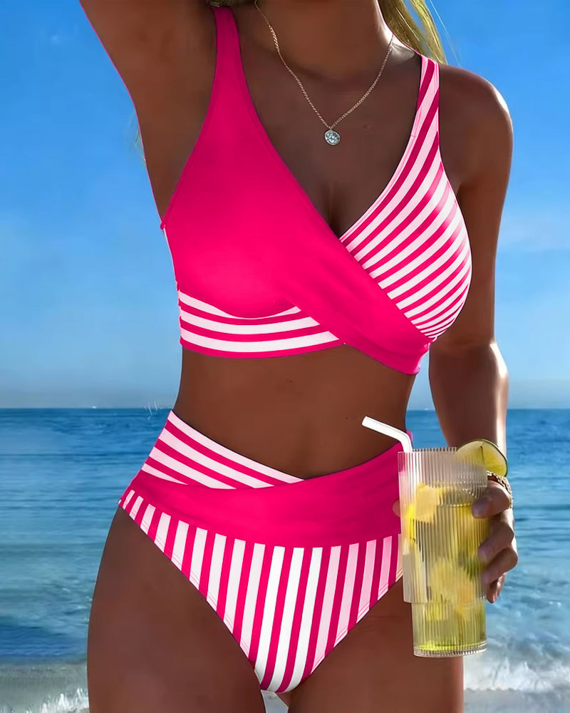 Bikini mit Kreuzstreifen Druck