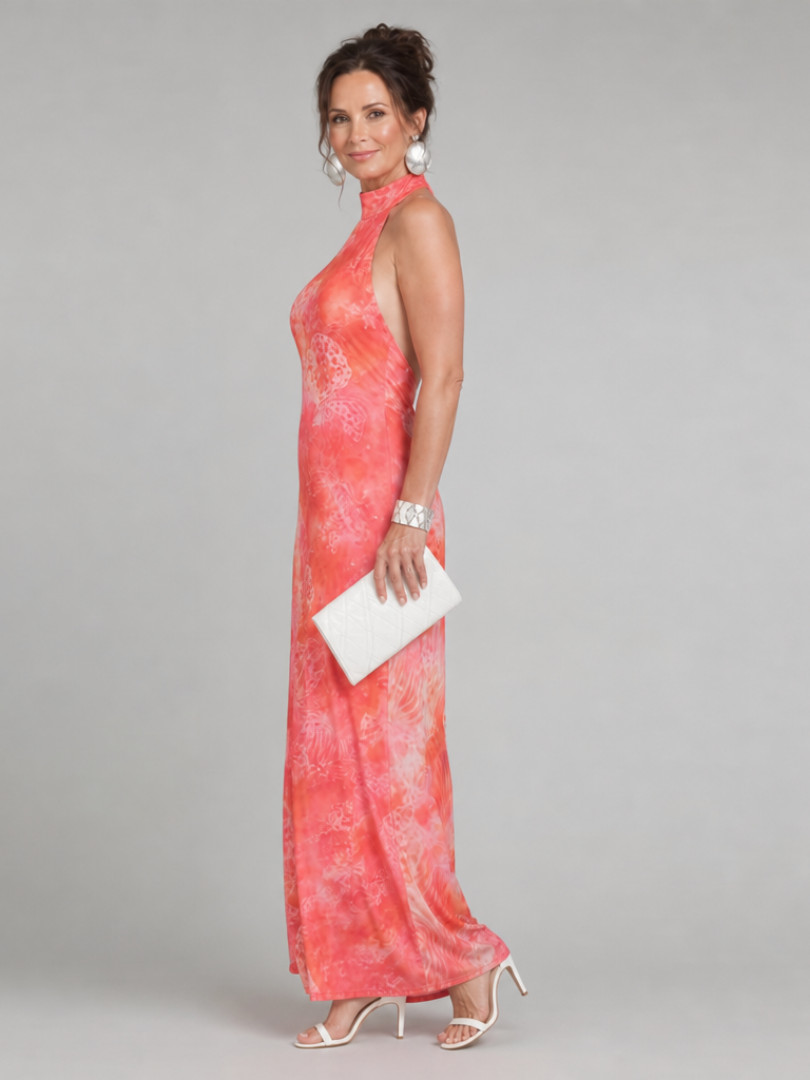 Coraline | Neckholder Maxi-Kleid mit bedrucktem Muster