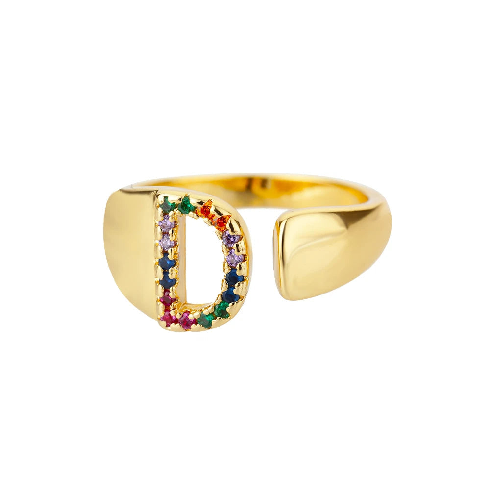 Goldener Ring mit Personalisiertem Buchstaben (Verstellbar)