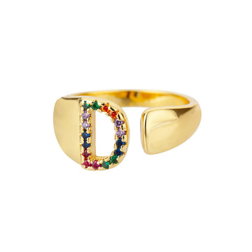 Goldener Ring mit Personalisiertem Buchstaben (Verstellbar)