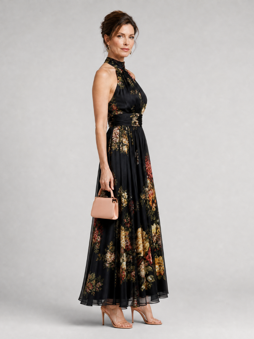 Sior | Florales Neckholder-Midi-Kleid