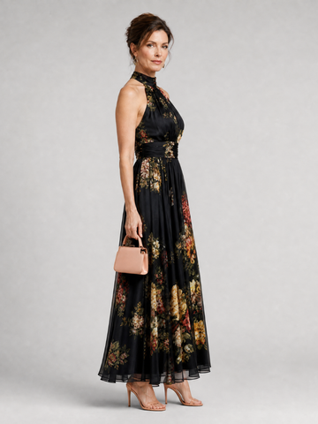 Sior | Florales Neckholder-Midi-Kleid