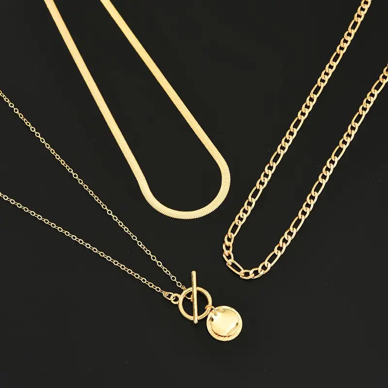 Savira Strukturierte Münz-Schichtenkette | Gold