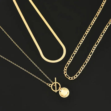 Savira Strukturierte Münz-Schichtenkette | Gold