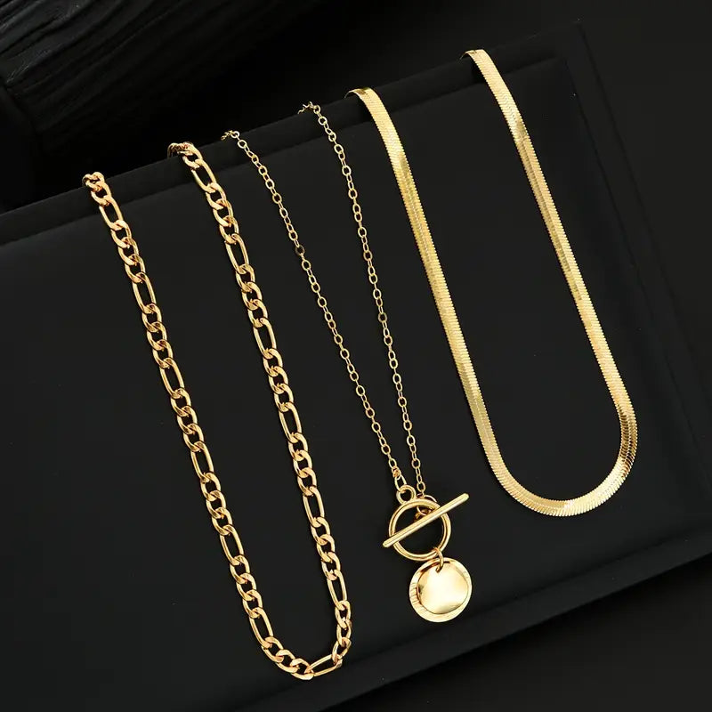 Savira Strukturierte Münz-Schichtenkette | Gold