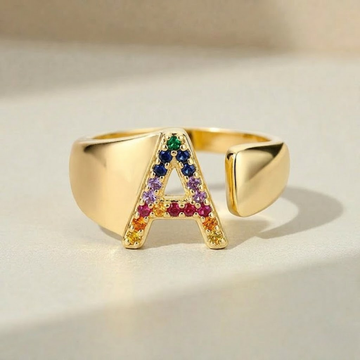 Goldener Ring mit Personalisiertem Buchstaben (Verstellbar)
