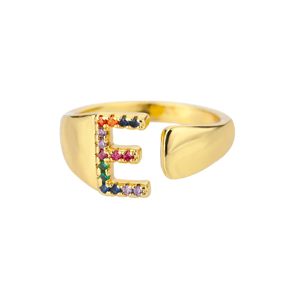 Goldener Ring mit Personalisiertem Buchstaben (Verstellbar)