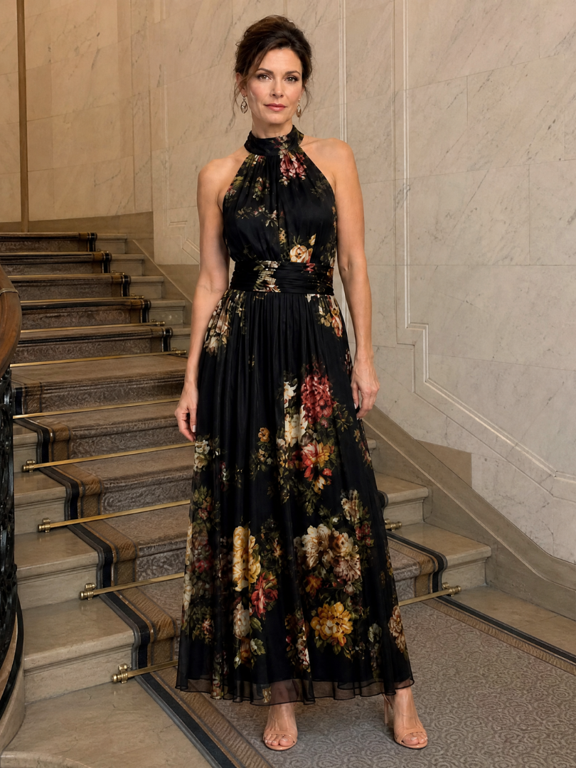 Sior | Florales Neckholder-Midi-Kleid