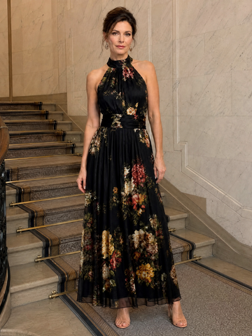 Sior | Florales Neckholder-Midi-Kleid