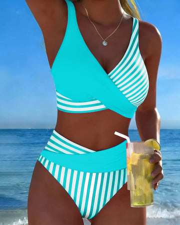 Bikini mit Kreuzstreifen Druck