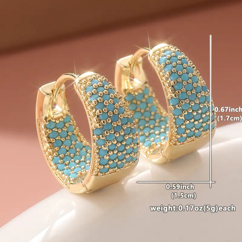 Goldfarbene Türkis-Perlen-Creolen | Gold