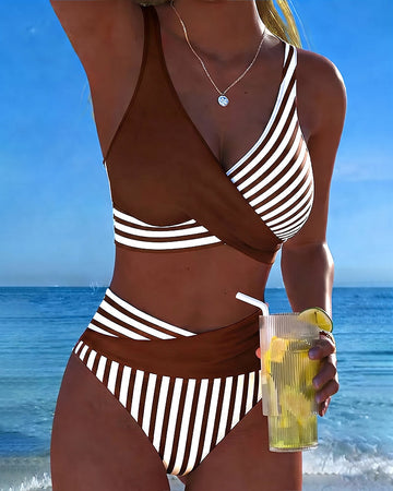 Bikini mit Kreuzstreifen Druck