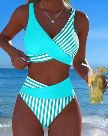 Bikini mit Kreuzstreifen Druck