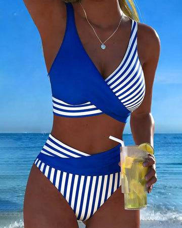 Bikini mit Kreuzstreifen Druck