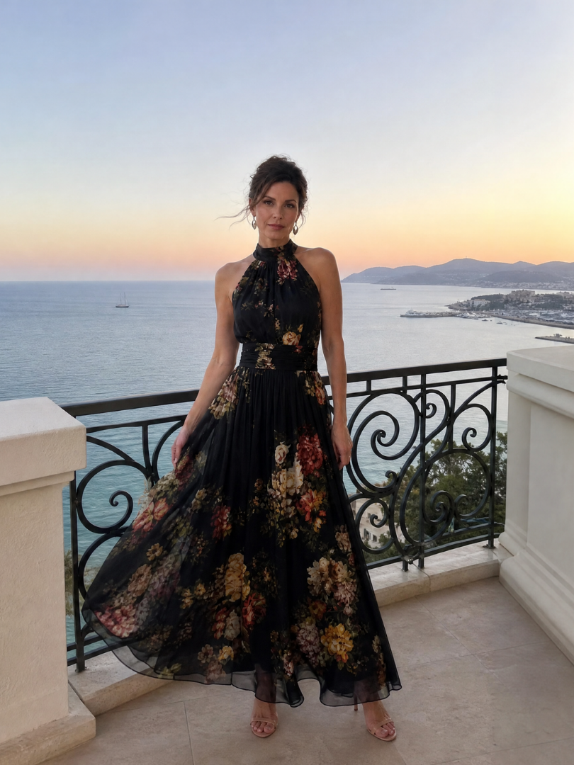 Sior | Florales Neckholder-Midi-Kleid