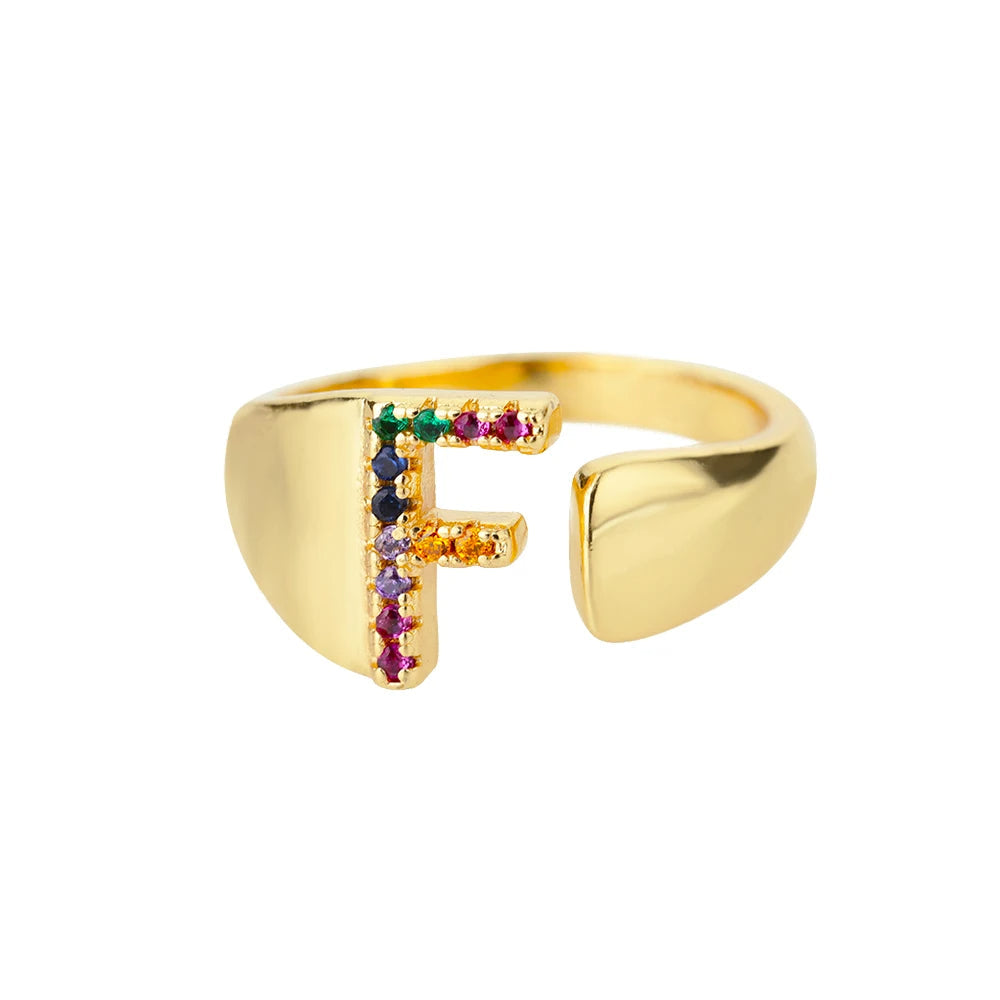 Goldener Ring mit Personalisiertem Buchstaben (Verstellbar)