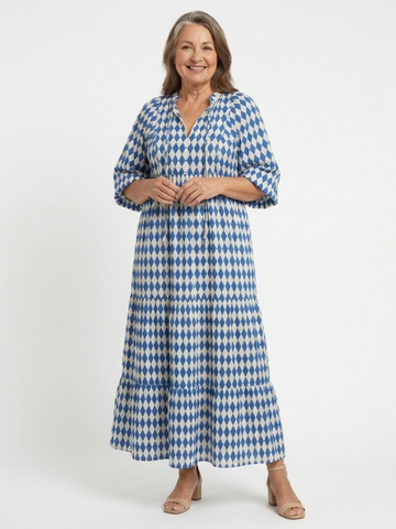 Elodie | Midikleid mit Rautendruck und Volants