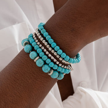 Großes Türkis-Perlenarmband 5er-Set