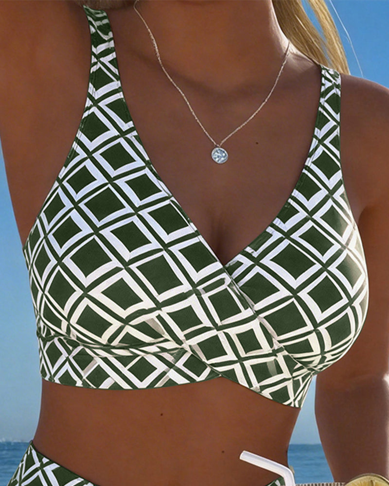 Zweiteiliger Bikini Mit BH-Schnitt Und Diamantmuster
