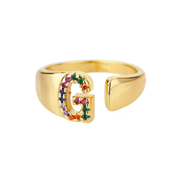 Goldener Ring mit Personalisiertem Buchstaben (Verstellbar)