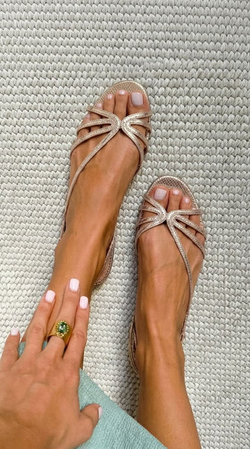 Ginevra | Bequeme Goldene Komfort-Sandalen mit ergonomischem Fußbett