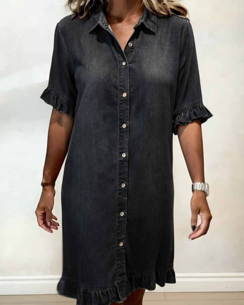 Maria | Bequemes Denim-Kleid mit schmeichelnden Falten