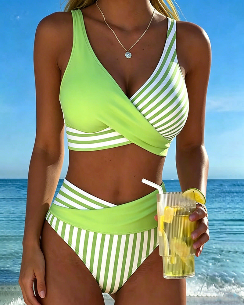 Bikini mit Kreuzstreifen Druck