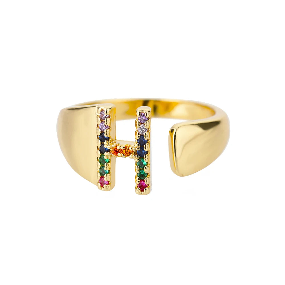 Goldener Ring mit Personalisiertem Buchstaben (Verstellbar)