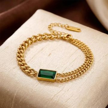 Goldenes Smaragd-Stabketten-Armband