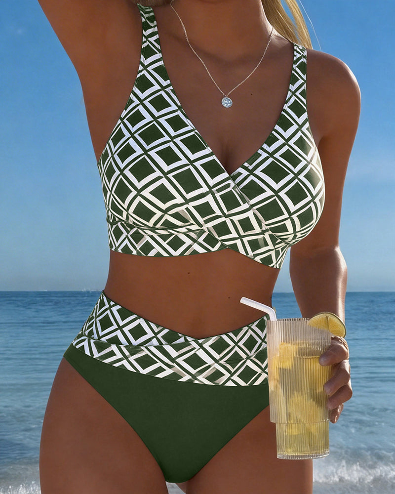Zweiteiliger Bikini Mit BH-Schnitt Und Diamantmuster