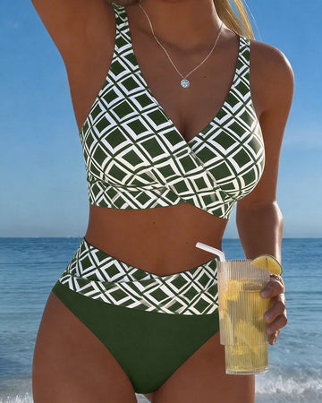 Zweiteiliger Bikini Mit BH-Schnitt Und Diamantmuster
