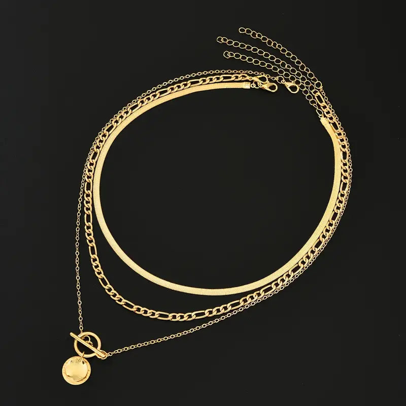 Savira Strukturierte Münz-Schichtenkette | Gold