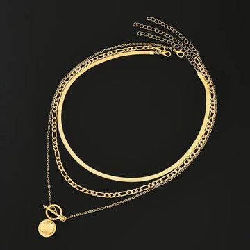 Savira Strukturierte Münz-Schichtenkette | Gold