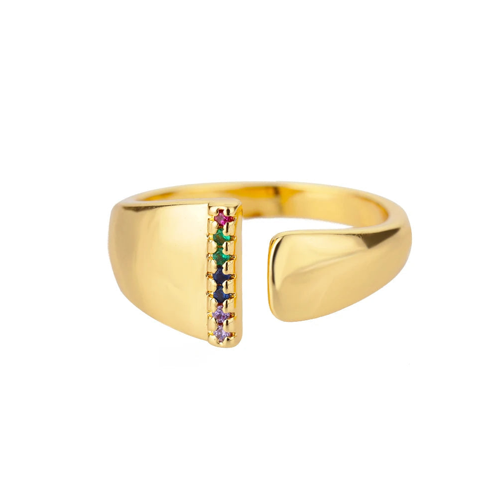 Goldener Ring mit Personalisiertem Buchstaben (Verstellbar)