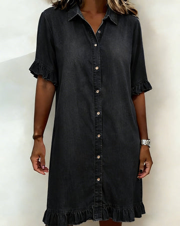 Maria | Bequemes Denim-Kleid mit schmeichelnden Falten
