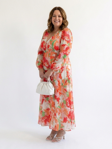 Althea | Maxikleid mit langen Ärmeln und Blumendruck