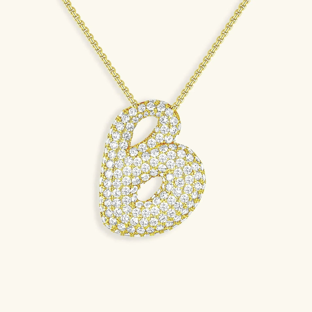 Initialen-Diamantkette mit Blasenschrift