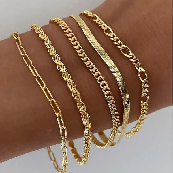Armbandenset 5 Stücke in Gold