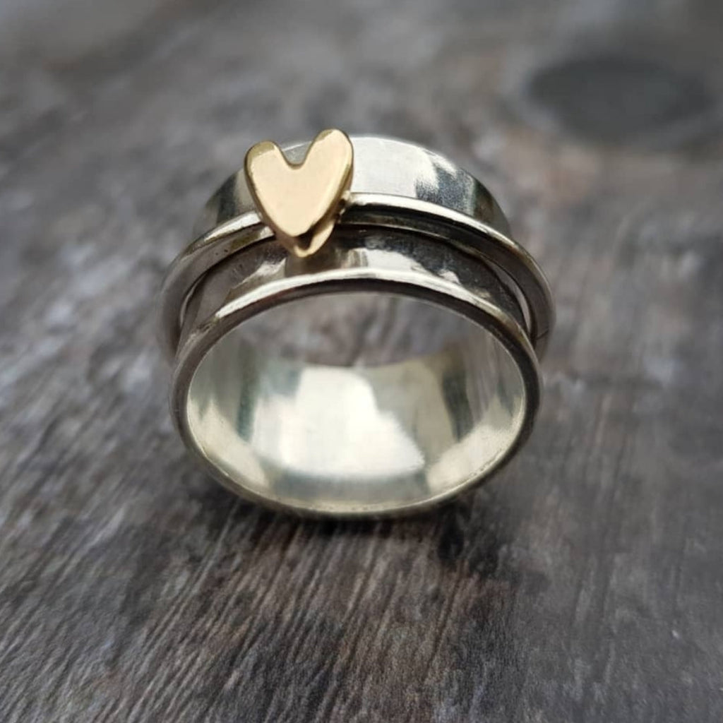 Silberring mit Goldherz