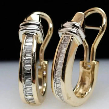 Vintage Goldene und Diamanten-Ohrringe