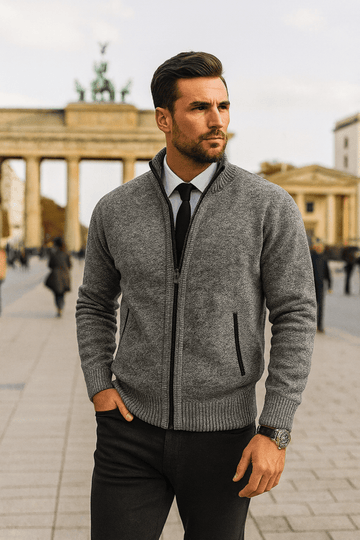 Leon | Strickpullover mit Reißverschluss und Taillierung