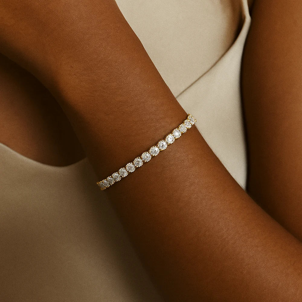Goldenes Tennisarmband mit Moissanit