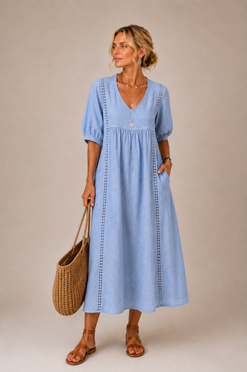 Steffi | Leinenmix Sommer-Midikleid