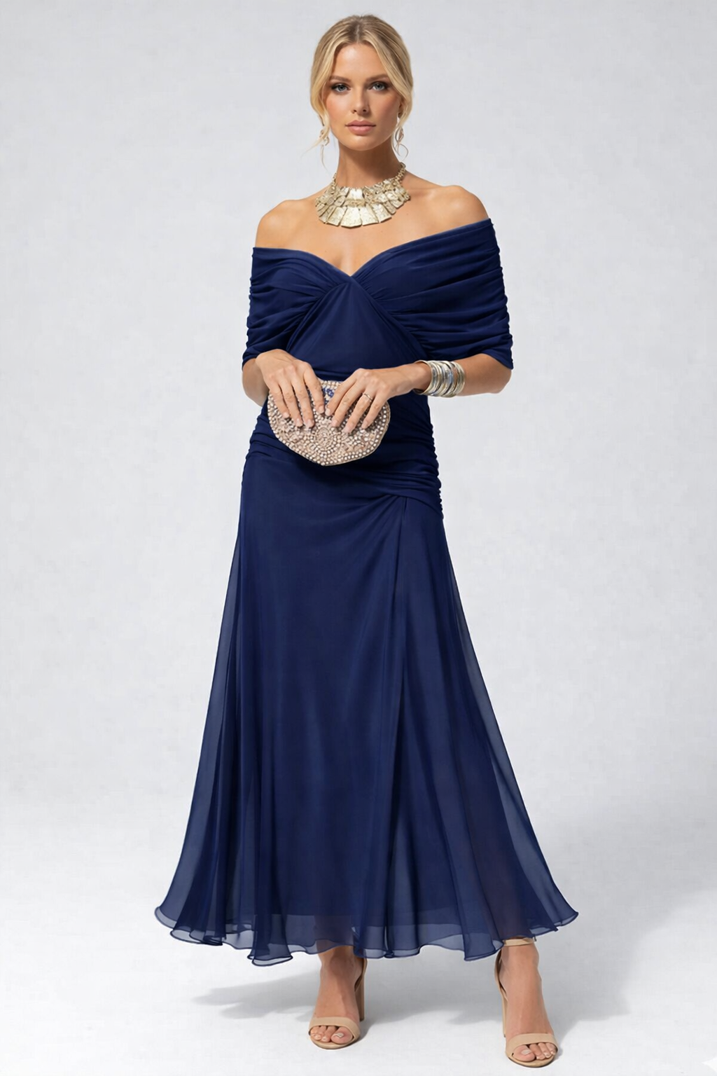 Adelheid | Rosa Leinen Maxi Kleid V-Hals