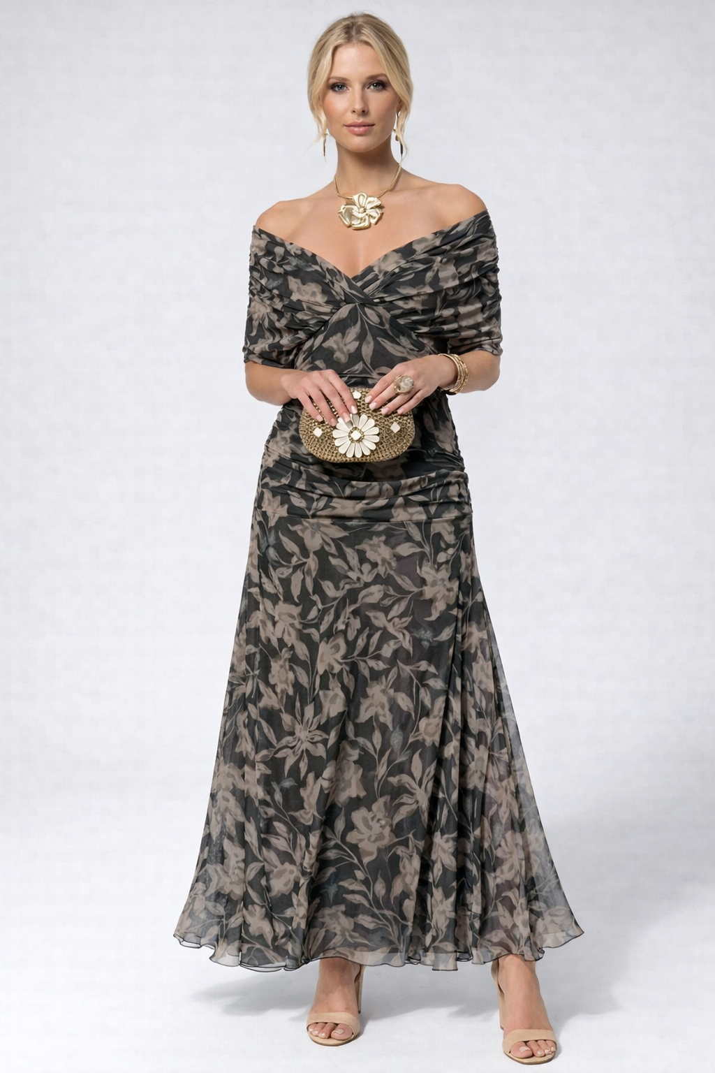 Adelheid | Rosa Leinen Maxi Kleid V-Hals