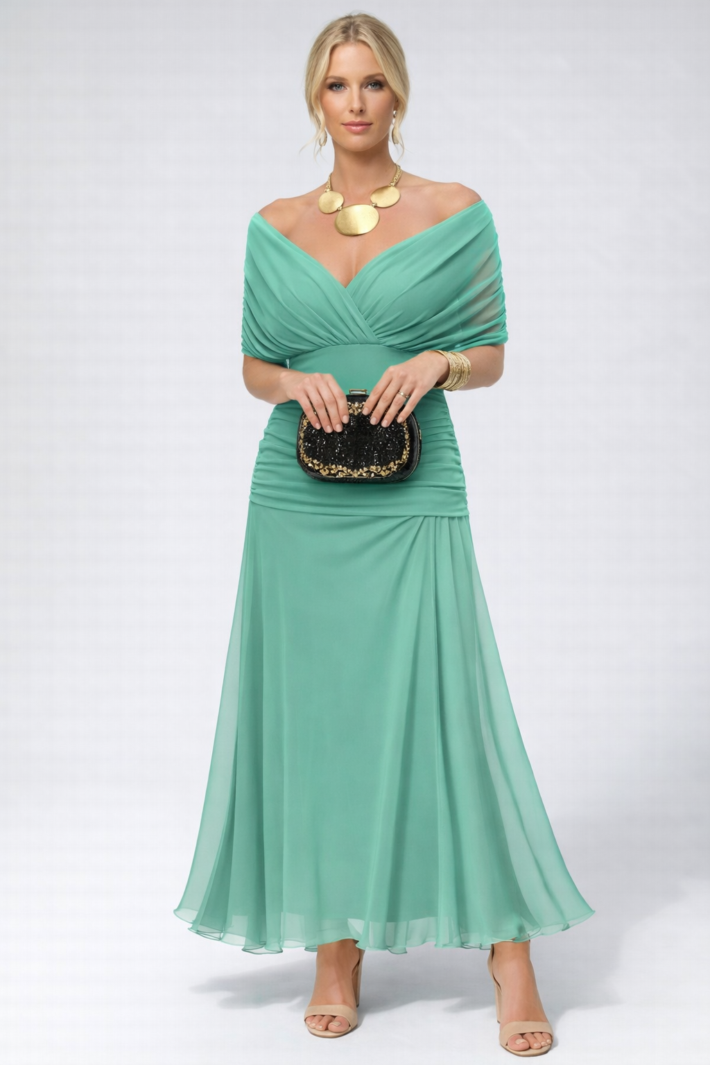 Adelheid | Rosa Leinen Maxi Kleid V-Hals